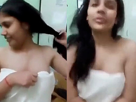Indian beauty in towel with boyfriend