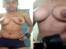 Desi babe reveals her big breasts to an online fan