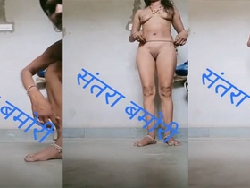 Watch as a stunning Indian woman goes nude in a rustic setting