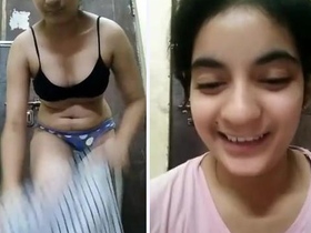 Cute Indian girl masturbates with fingers and moans in a beautiful clip