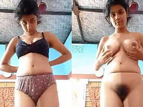 Desi wife's hairy pussy gets some attention in solo video